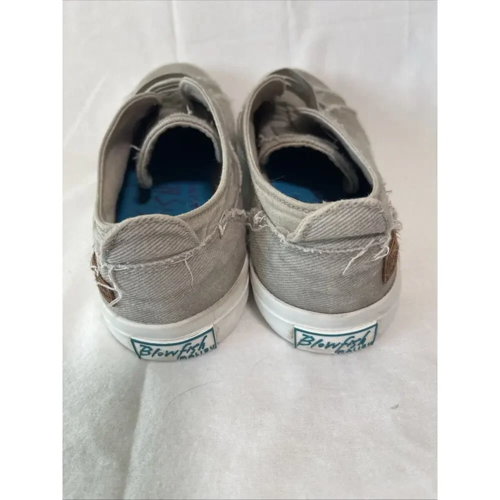 Blowfish Malibu Tan Elastic Sneakers Women’s Size 7.5 Distressed Style- EUC